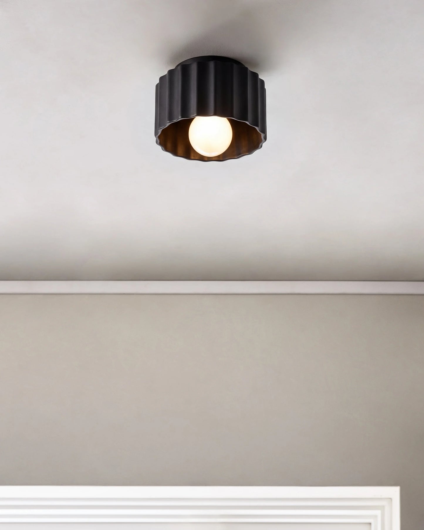 Scalloped Ceramic Flush Mount / Sconce - 8" / Natural