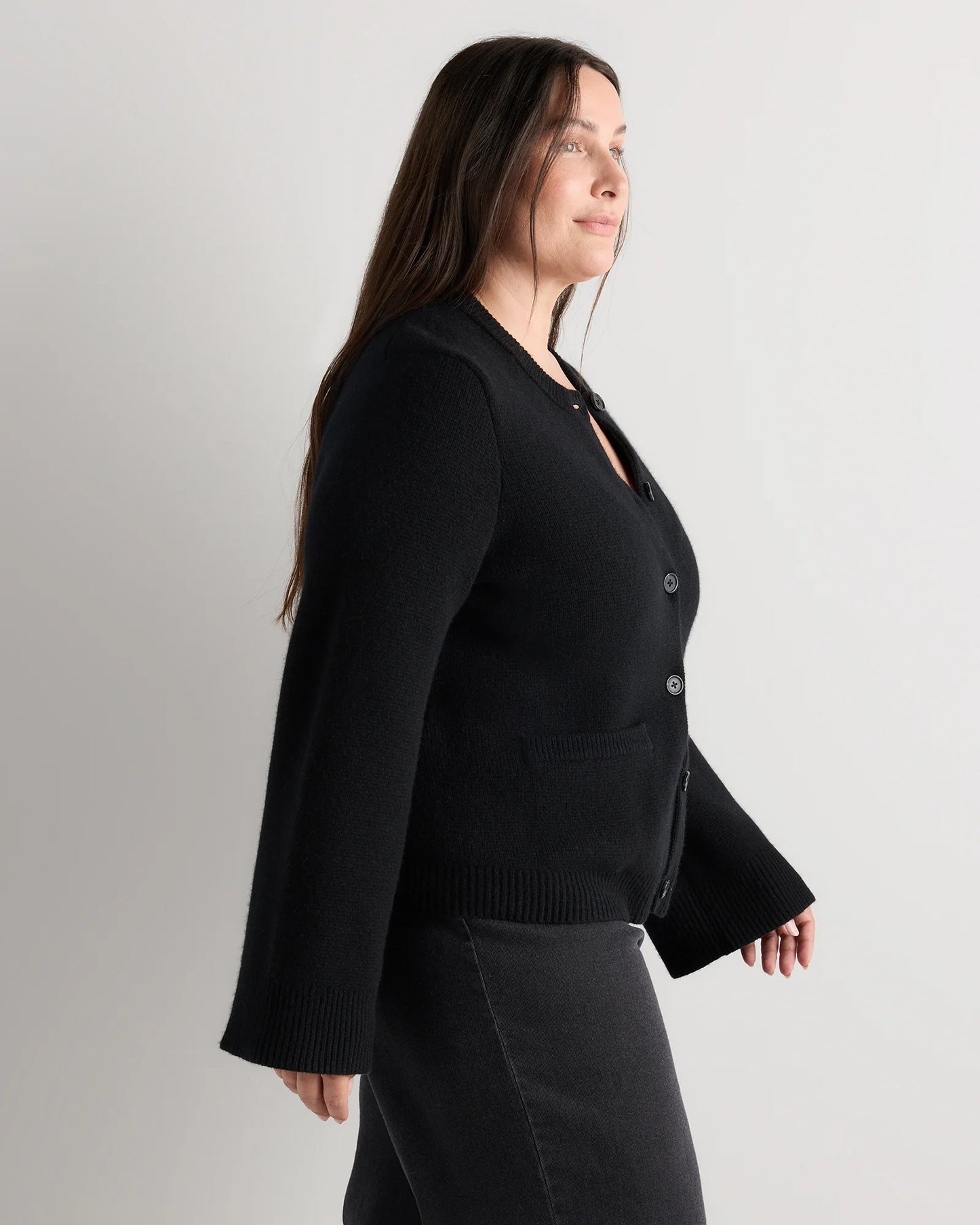 Mongolian Cashmere Structured Cardigan - 1X / Oatmeal