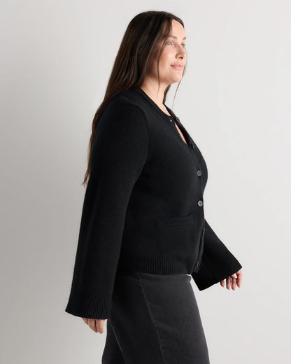 Mongolian Cashmere Structured Cardigan - 1X / Oatmeal