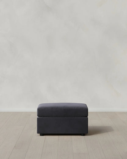 Brennan Ottoman in Performance Velvet - One Size / Taupe