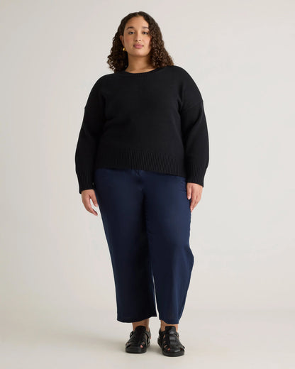 100% Organic Cotton Boyfriend Crew Sweater - 1X / Shell Pink