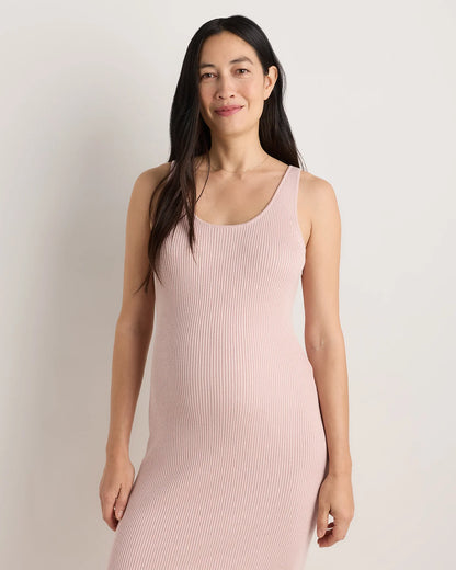 Lightweight Cotton Cashmere Maternity Fitted Midi Dress - XS / Mountain Spring Blue