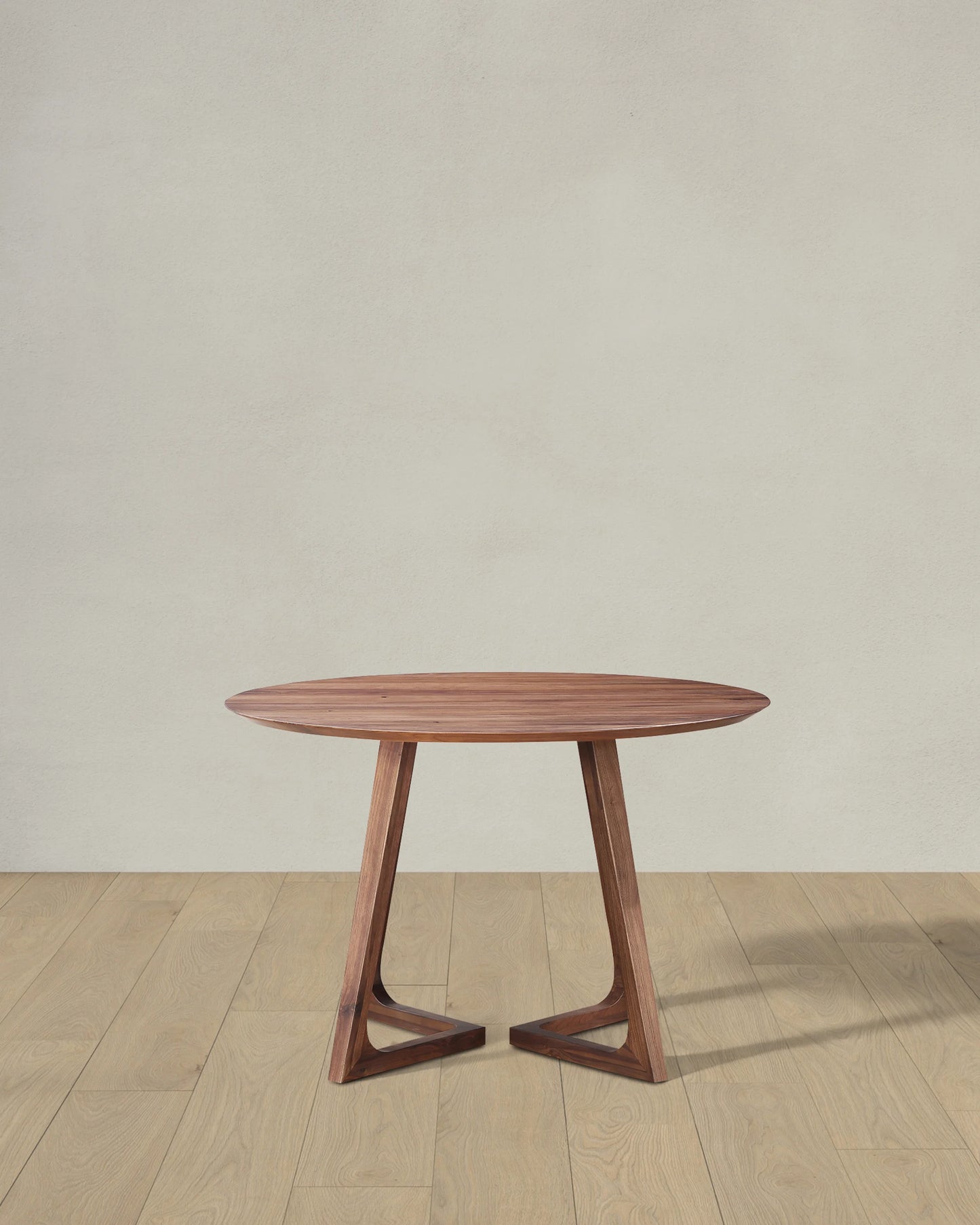 Solid Wood Midcentury Round Dining Table - One Size / Brown Walnut