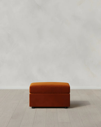 Brennan Ottoman in Performance Velvet - One Size / Taupe