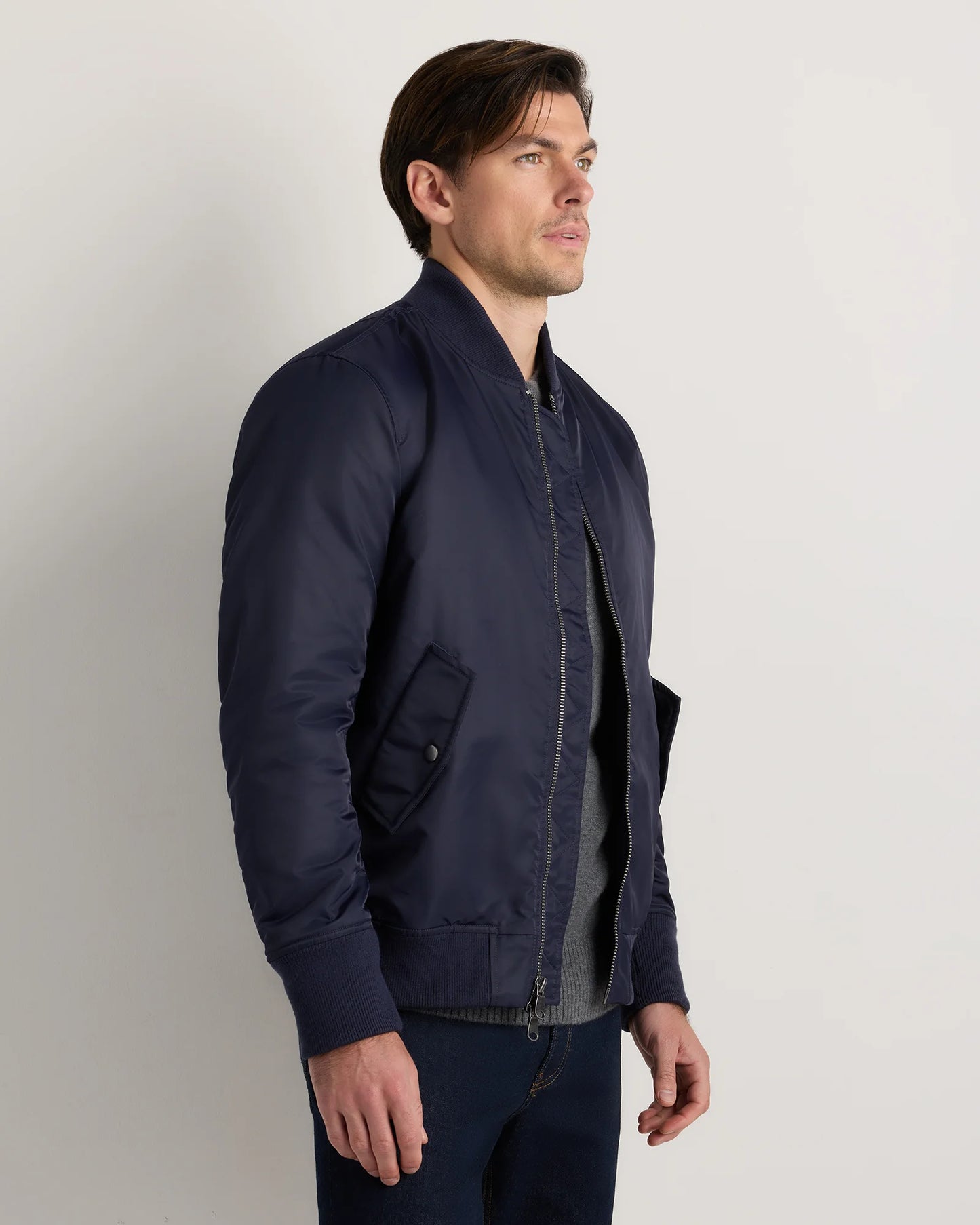Flight Nylon Bomber Jacket - S / Navy