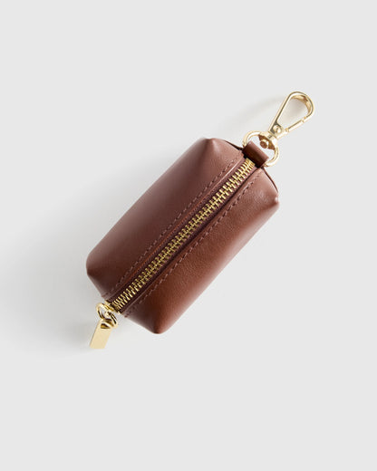 Italian Leather Dog Waste Bag Holder - One size / Brown