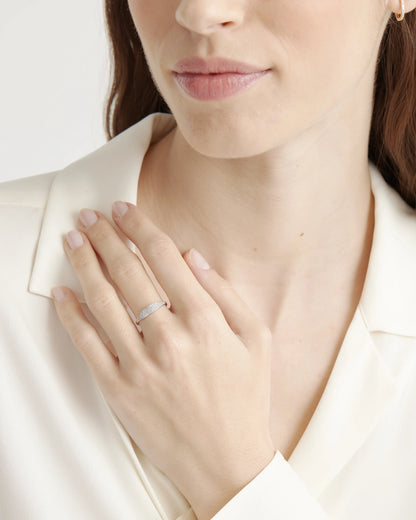 14k Gold Pave Slim Signet Ring - 4 / Yellow Gold