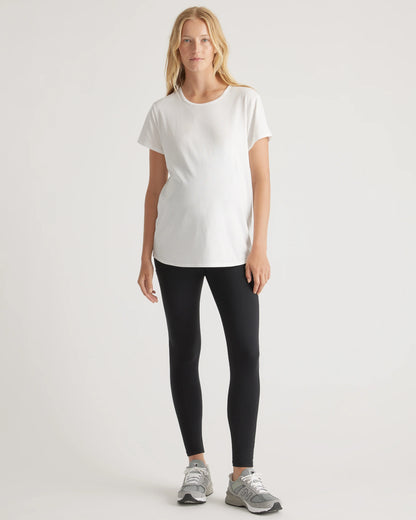 Cotton Modal Maternity Crew Neck Tee (2-pack) - XS / Black/Redwood Brown