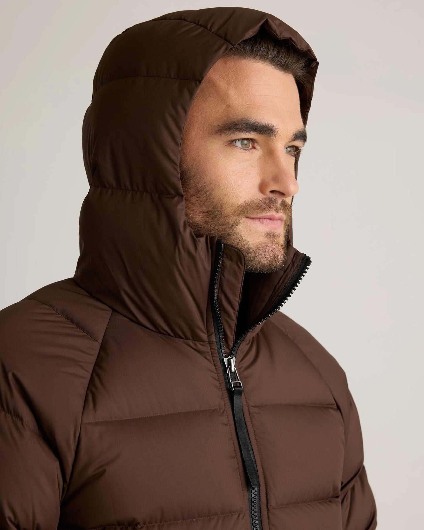 Responsible Down Puffer Jacket with Hood - S / Hot Fudge
