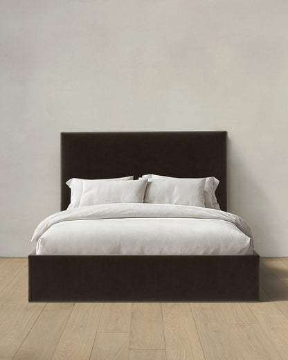 Square Bed in Performance Velvet - Full / Butterscotch