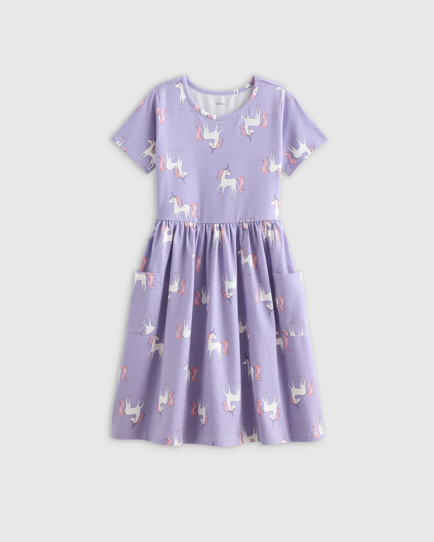 Organic Cotton Fit and Flare Pocket Dress - 6 / Cloud Rainbow Stripe