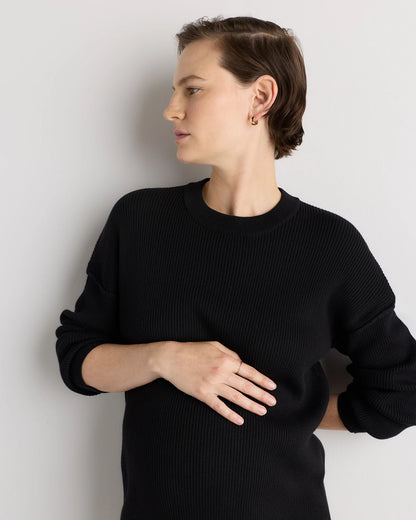 Cotton Cashmere Oversized Maternity Sweater - XS / Black