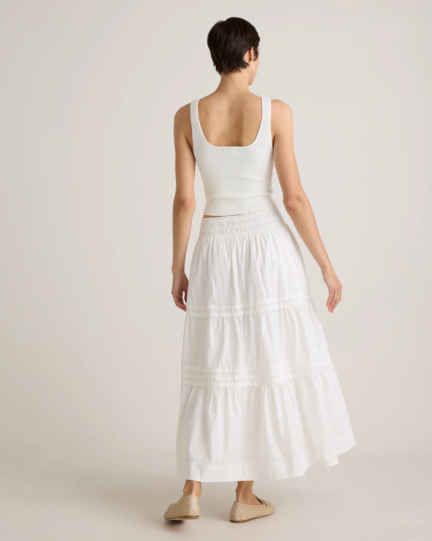 100% Organic Cotton Poplin Tiered Maxi Skirt - XS / Black