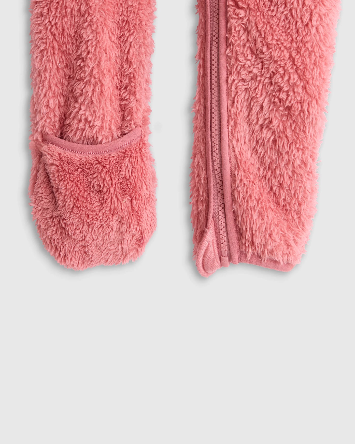 Recycled Sherpa Fleece Baby Bear Bunting - 0-3M / Dusty Rose