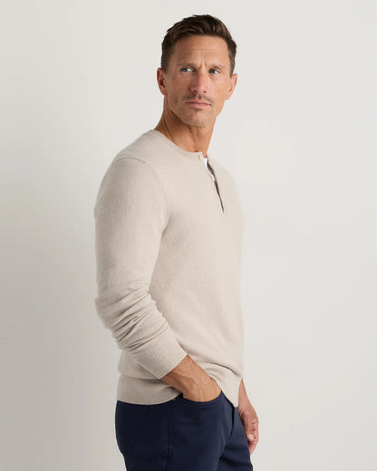 Mongolian Cashmere Henley Sweater - S / Brown