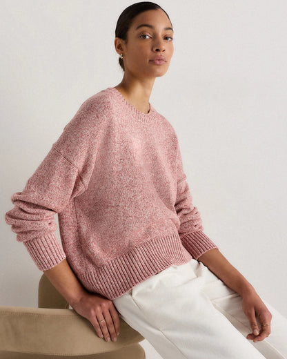 100% Organic Cotton Boyfriend Crew Sweater - XS / Speckled Beige