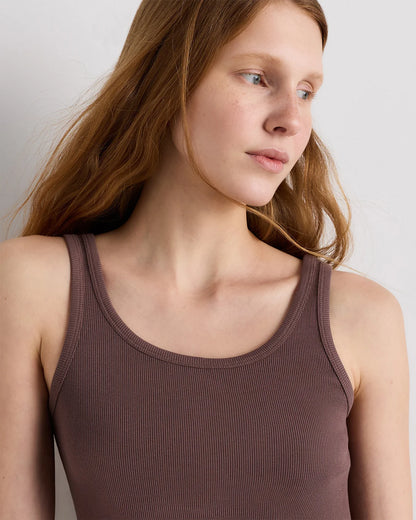Organic Cotton Micro-Rib Scoop Neck Tank - XS / Moonstone Blue