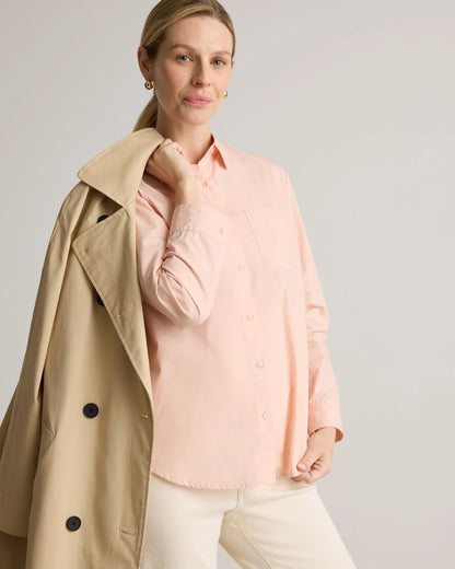 100% Organic Cotton Poplin Maternity Long Sleeve Shirt - XS / Classic White