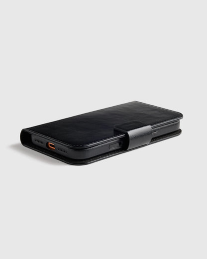 Italian Leather Phone 2-in-1 Folio Case - 17 Pro / Black