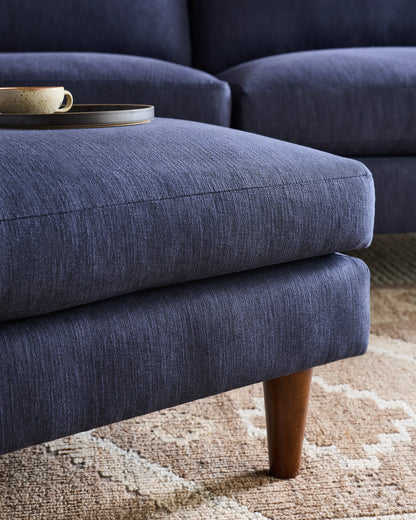 Atlas Midcentury Ottoman in Performance Chenille Linen Blend - 31.5" / Snow