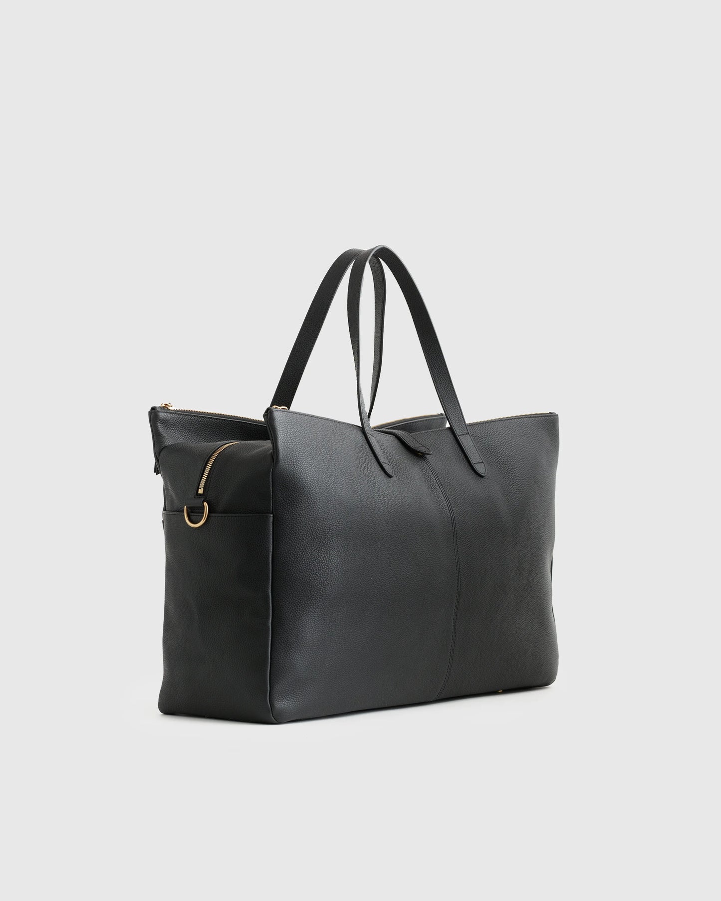 Italian Leather Triple Compartment Weekender - One Size / Black