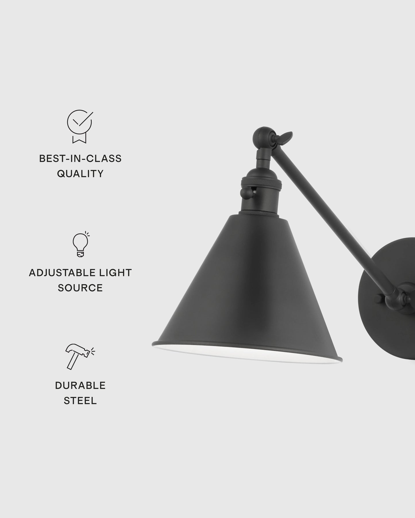 Articulating Single Arm Steel Wall Sconce - One Size / Silver