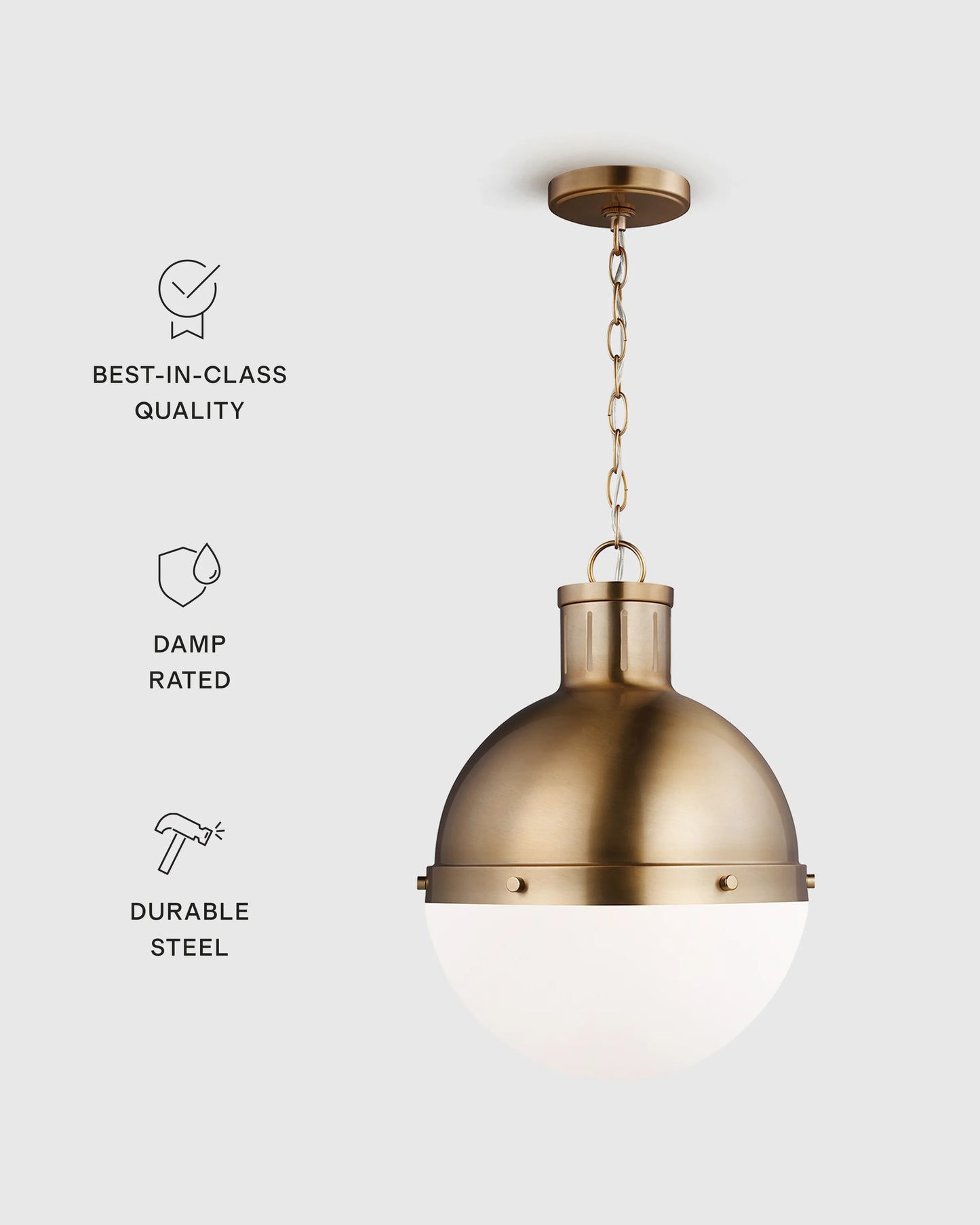 Industrial Shaded Globe Pendant - 13" / Brass