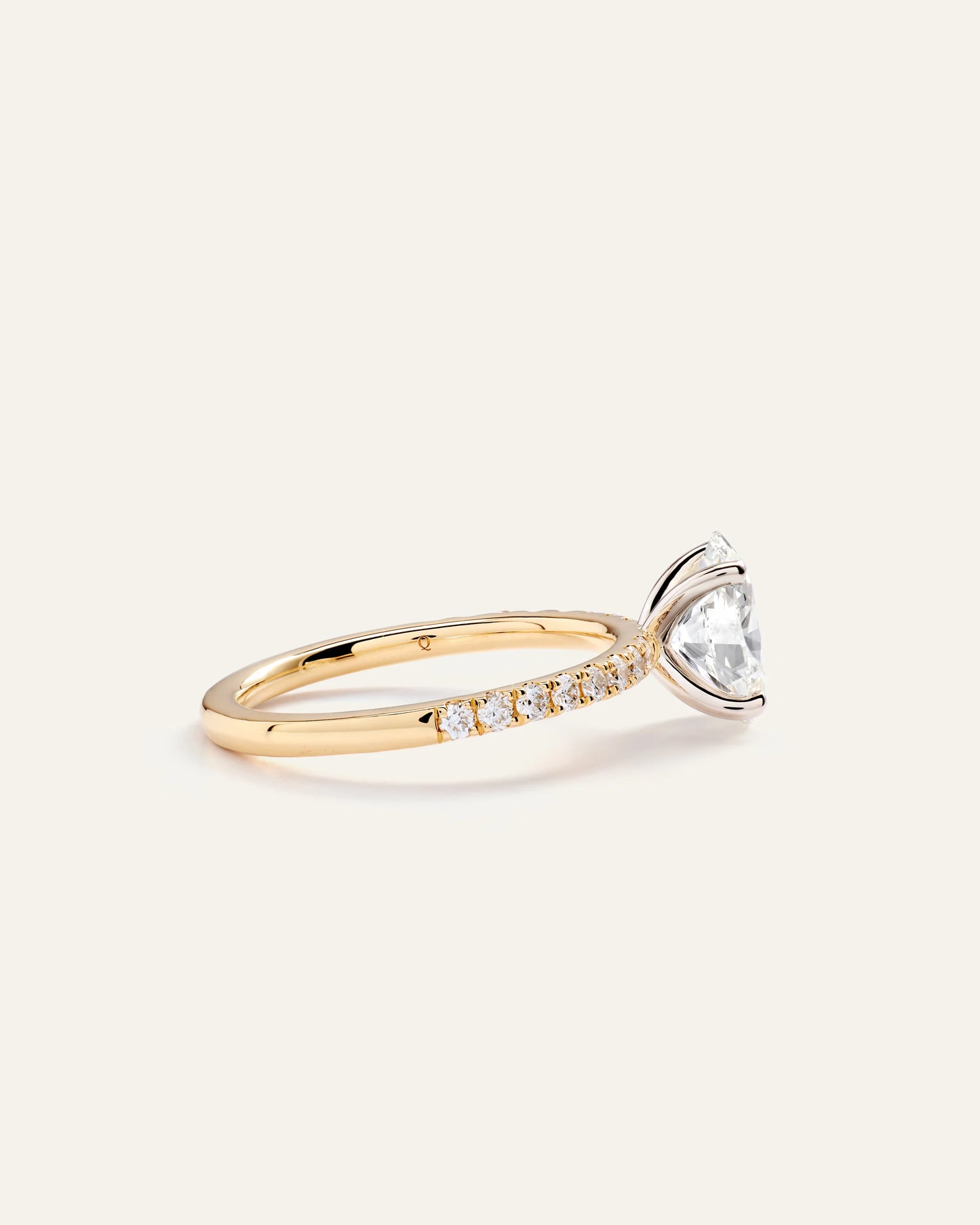 Lab Grown Diamond Oval Petite Pave Engagement Ring - 1.50ct - 4 / Yellow Gold