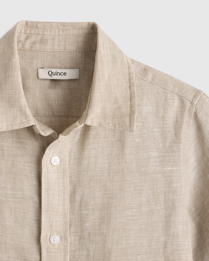 100% European Linen Short Sleeve Shirt - 6 / Flax