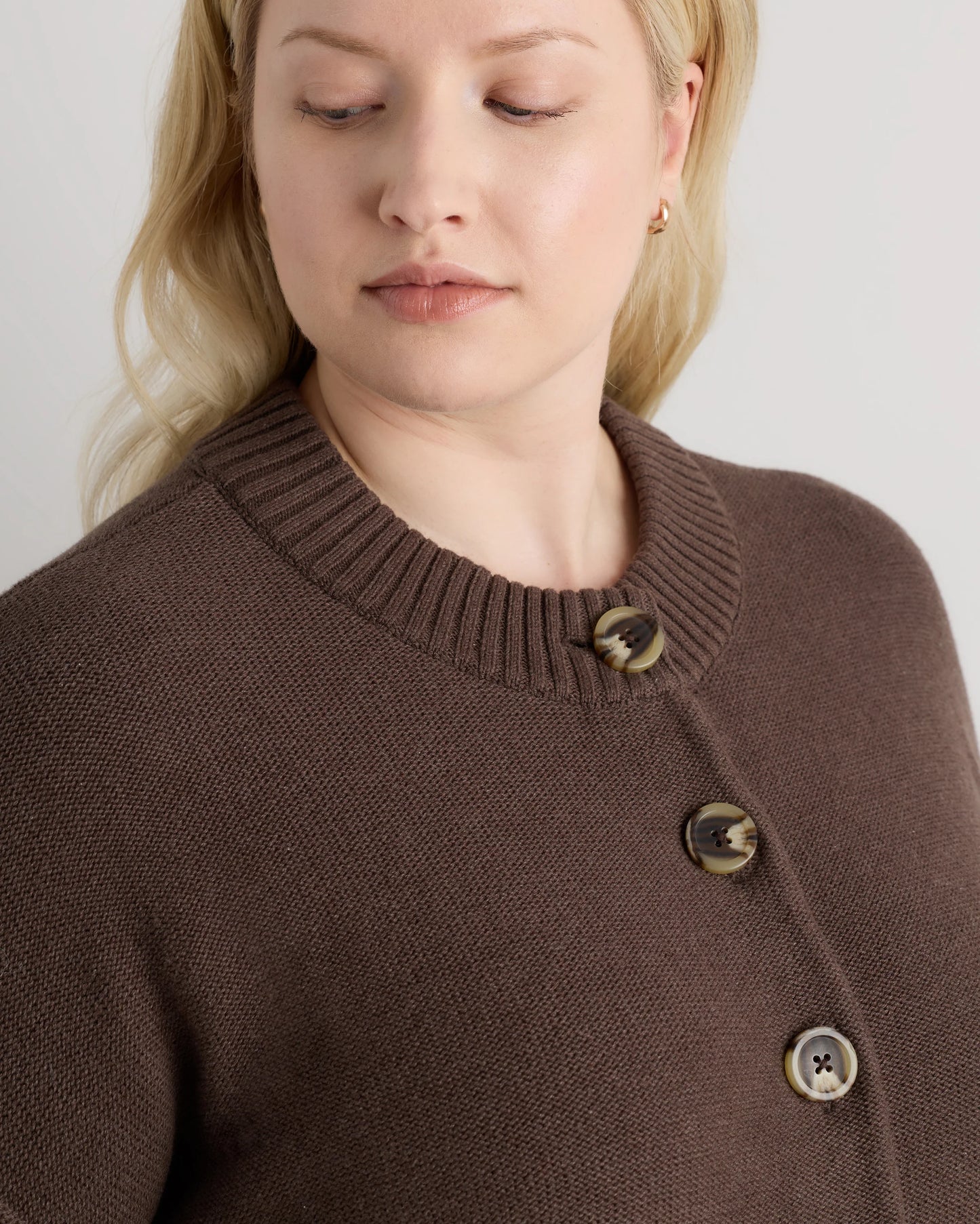 100% Organic Cotton Cropped Cardigan - 1X / Speckled Beige