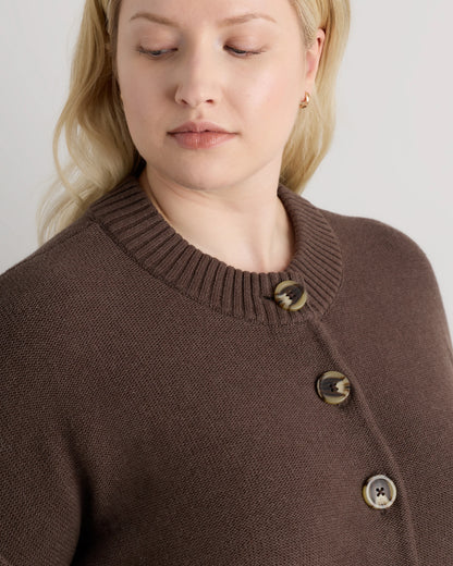 100% Organic Cotton Cropped Cardigan - 1X / Speckled Beige