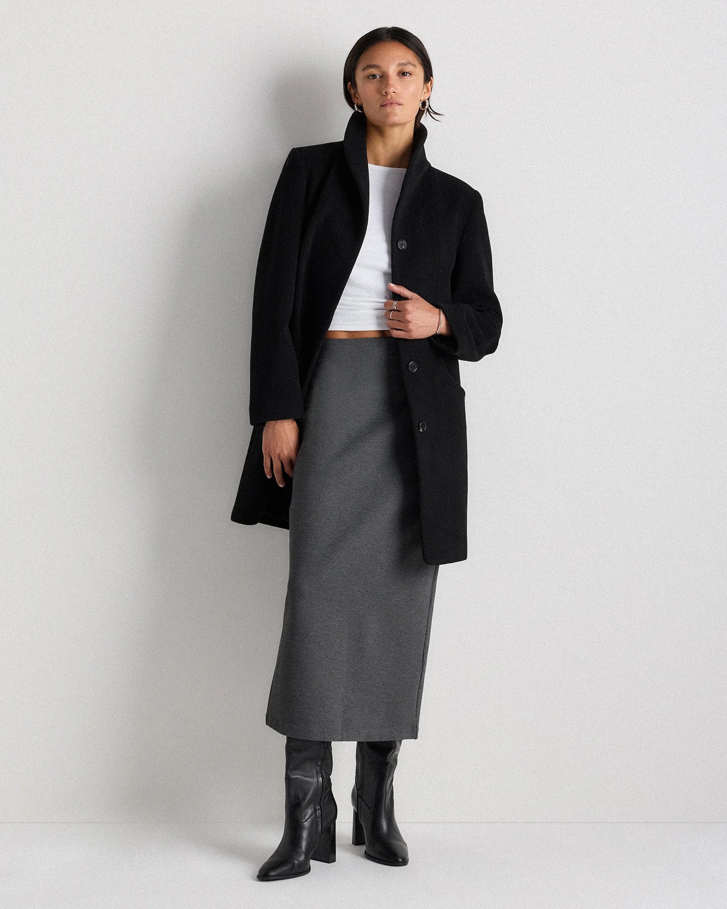 Wool Cashmere Cocoon Coat - XS / Dark Chocolate