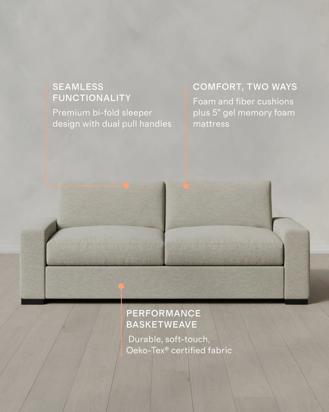 Stillman Sleeper Sofa in Performance Basketweave - Queen / Flax