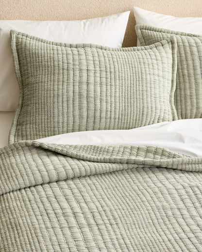 Organic Cotton Channel Stitch Sham Set - Standard / Coral Pink