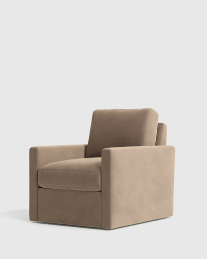 Brennan Swivel Chair in Performance Velvet - 32" / Rust