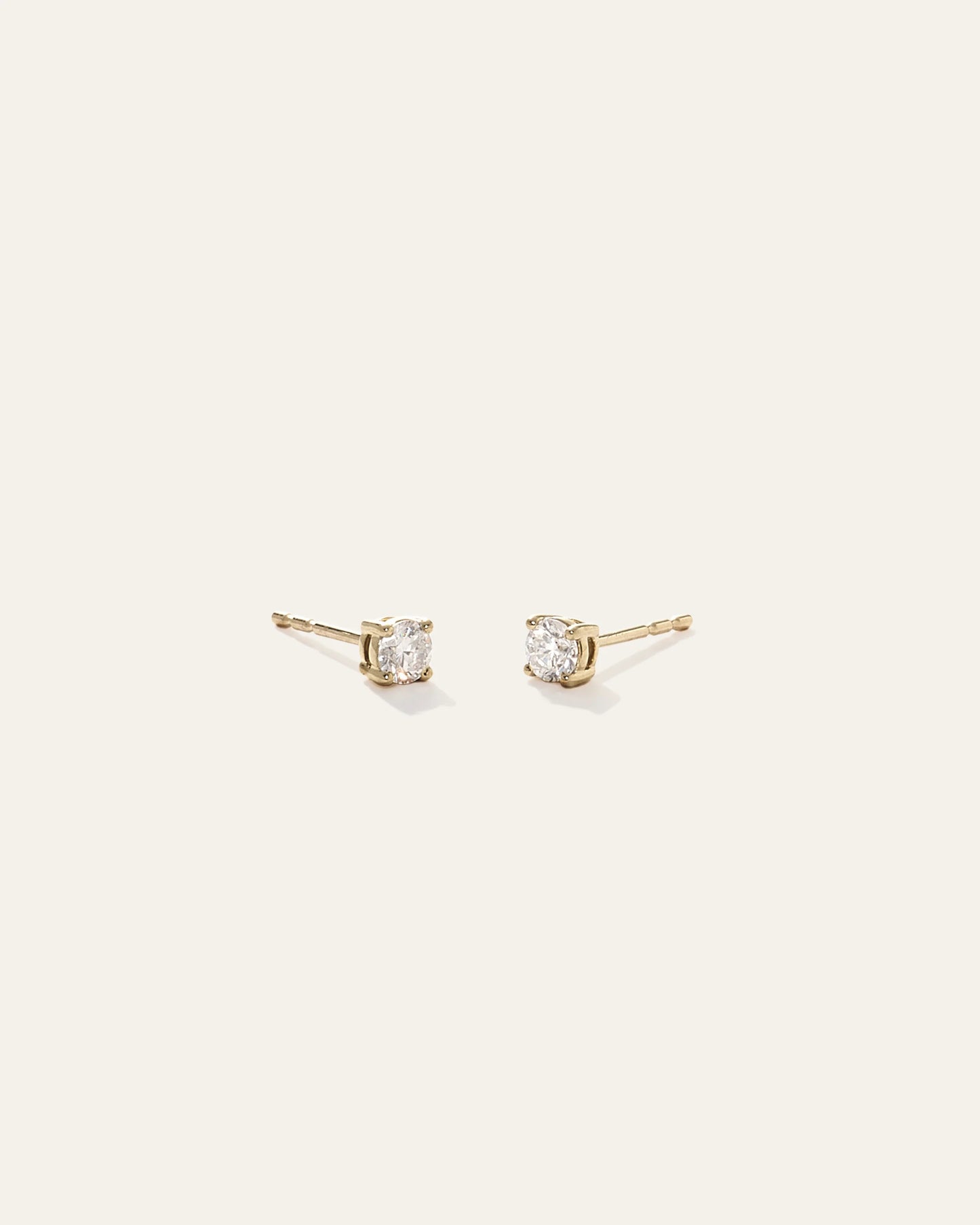 14k Gold Natural Diamond Solitaire Studs - 0.25ctw - One Size / Yellow Gold