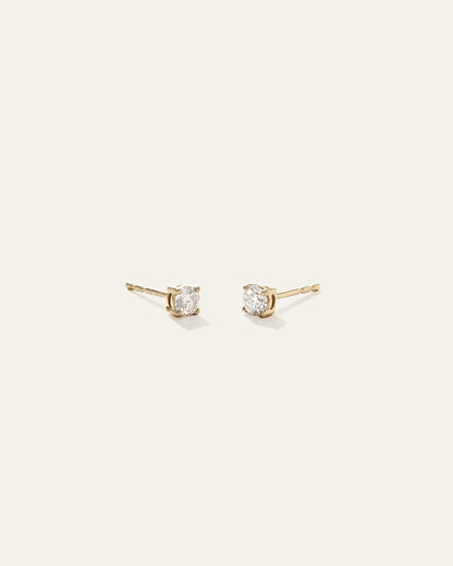 14k Gold Natural Diamond Solitaire Studs - 0.25ctw - One Size / Yellow Gold