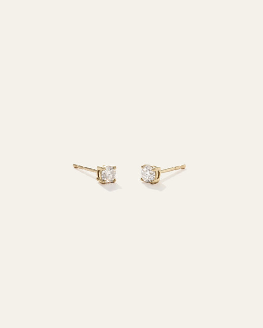 14k Gold Natural Diamond Solitaire Studs - 0.25ctw - One Size / Yellow Gold