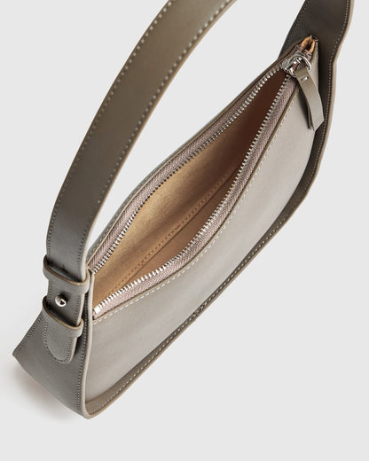 Italian Leather Asymmetrical Mini Shoulder Bag - One Size / Shell Pink