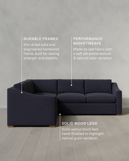 Hollis Slope Arm L Sectional in Performance Basketweave - 110x110 / Flax