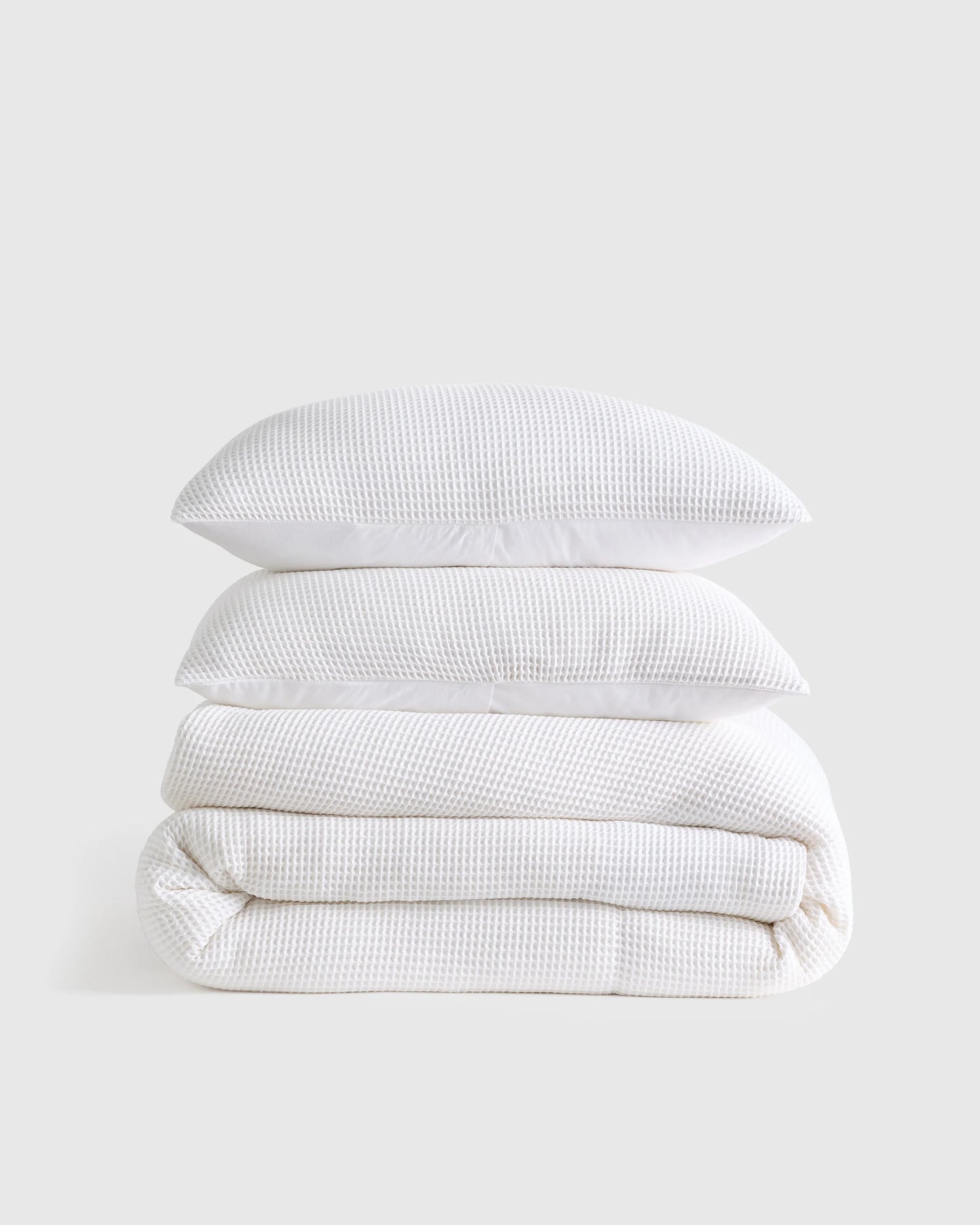 Organic Waffle Duvet Cover Set - Twin / White