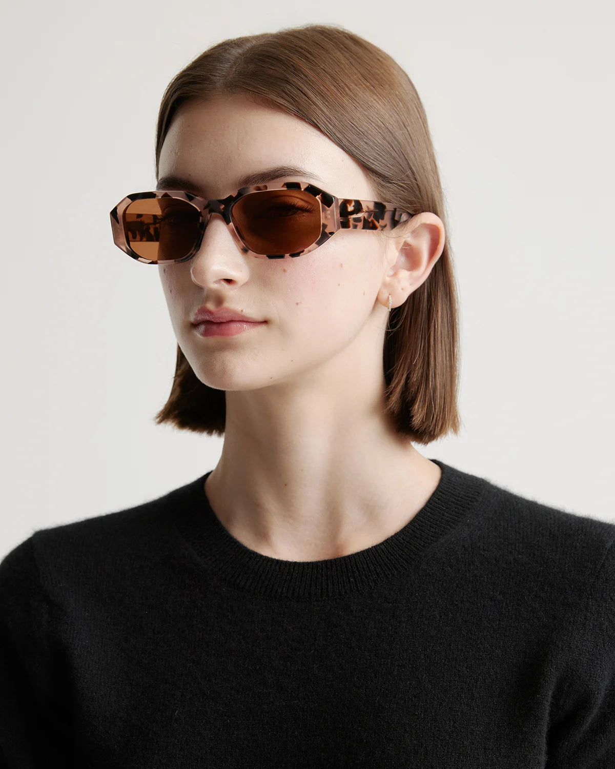 Cora Polarized Acetate Sunglasses - Wide / Black with Grey lens