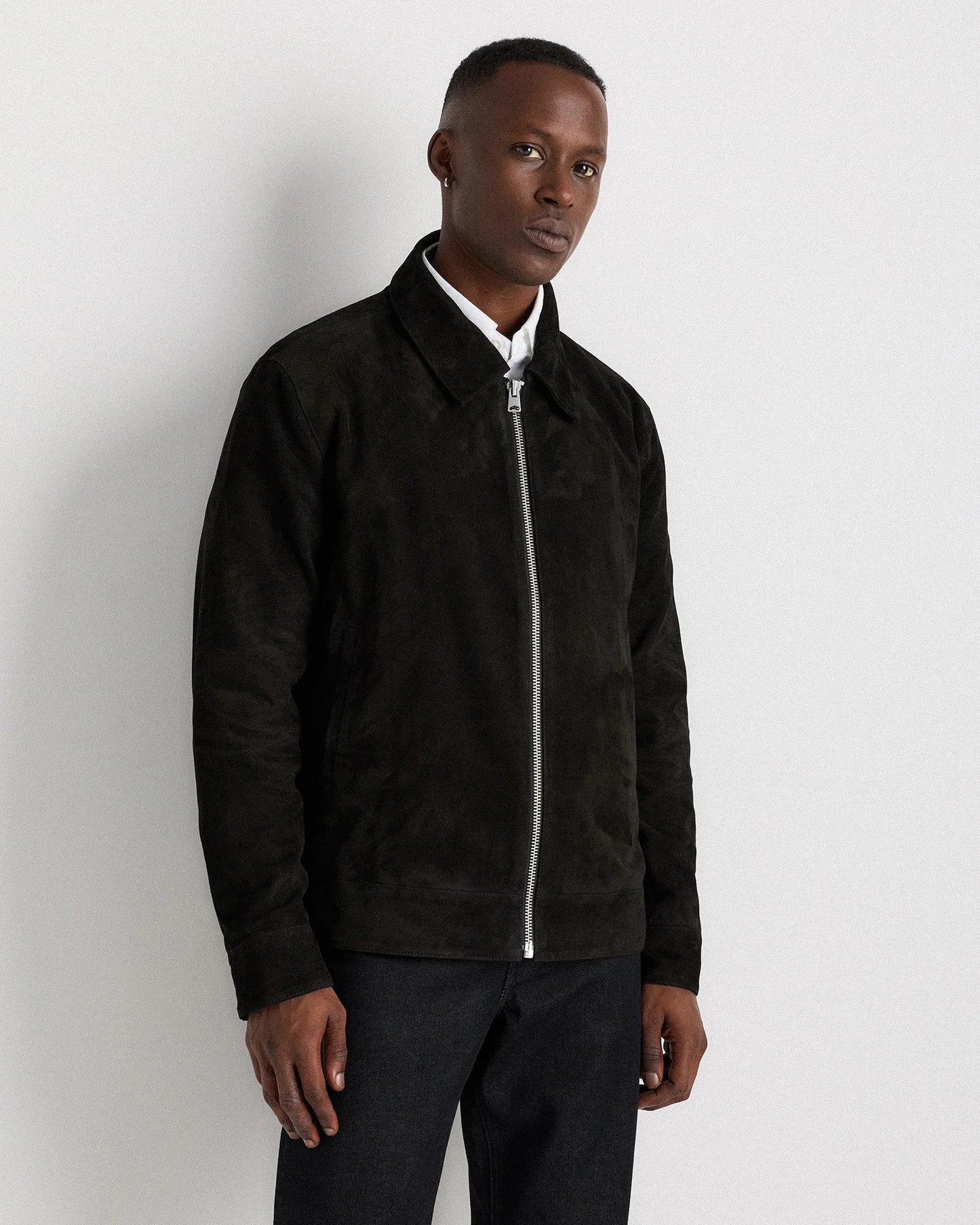 100% Suede Harrington Jacket - S / True Black