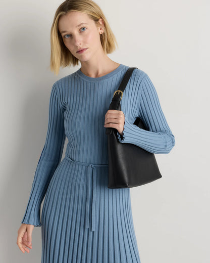 Full-Grain Leather Small Shoulder Bag - One Size / Black