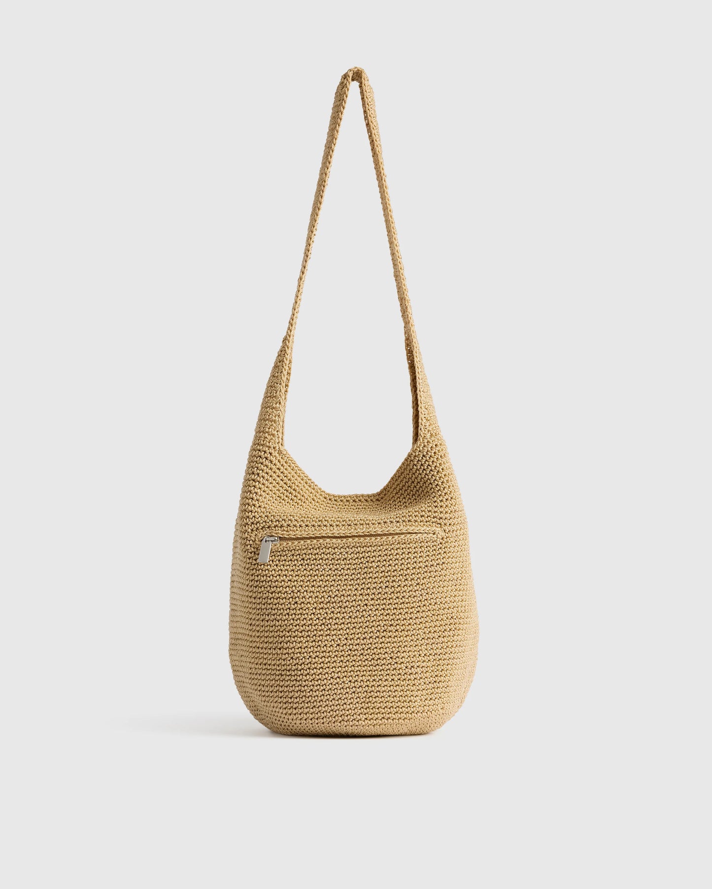 Hand Crochet Hobo Shoulder Bag - One Size / Black