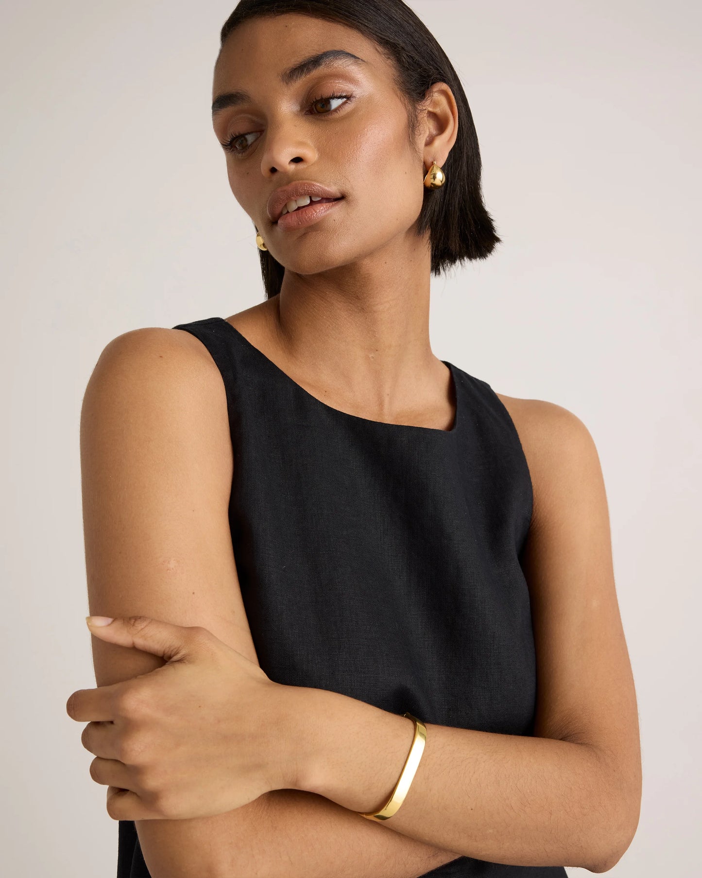 100% European Linen Tank Mini Dress - XS / Deep Navy