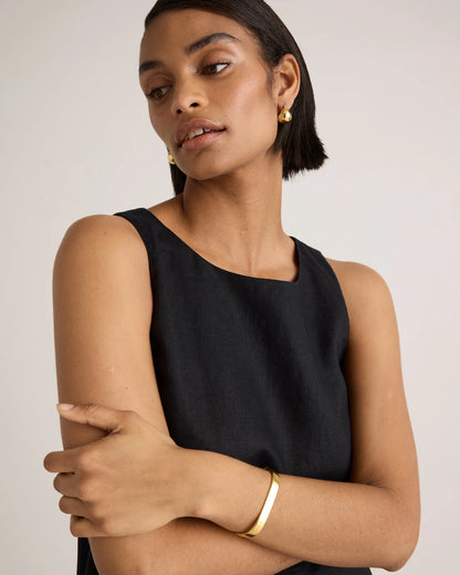 100% European Linen Tank Mini Dress - XS / Deep Navy