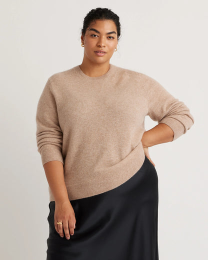 Mongolian Cashmere Crewneck Sweater - 1X / Pale Custard Yellow