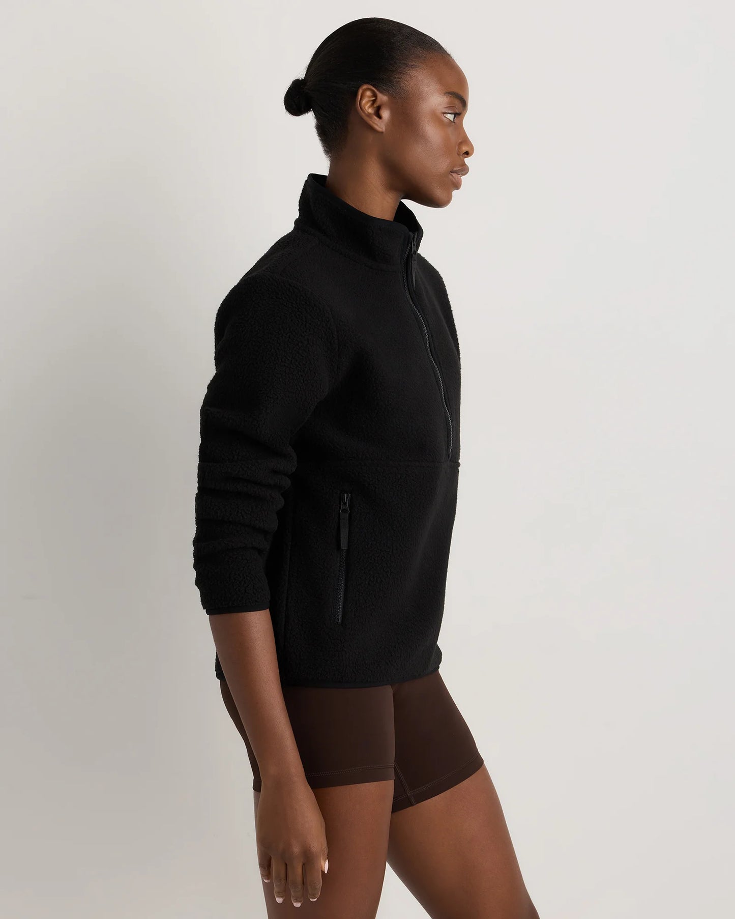 Sherpa Half-Zip Jacket - XS / Deep Navy/Spa Blue