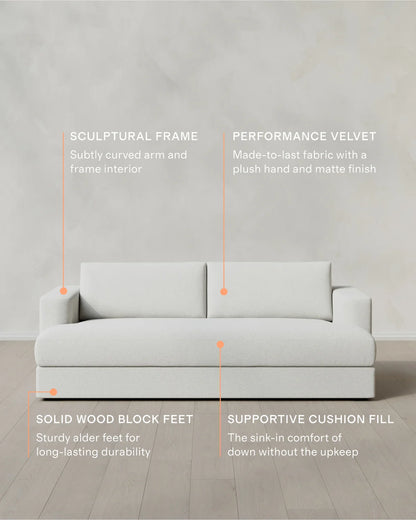 Sierra Curved Arm Sofa in Performance Basketweave - 7ft / Flax
